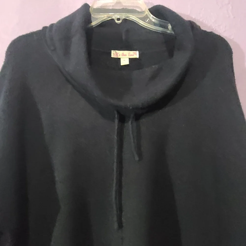 It's‎ Our Time Womens Black Cowl Neck Drawstring Knit Sweater XL Relaxed Fit